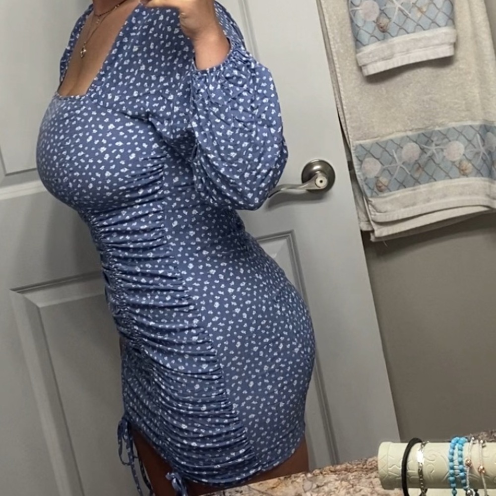 Wild Fable Blue Floral Long Sleeve Dress